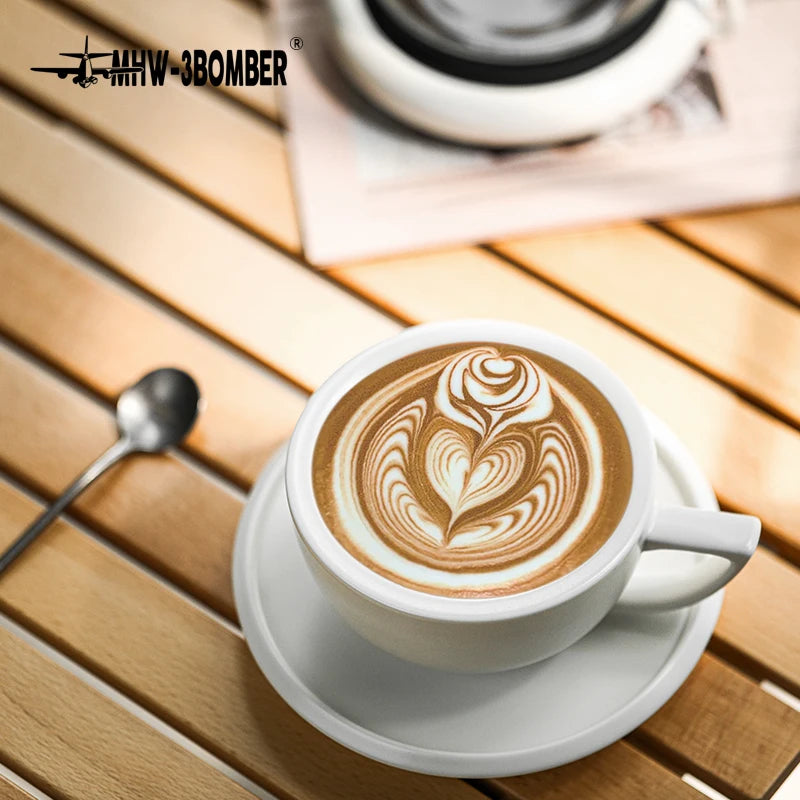 MHW-3BOMBER 280ml Espresso Cups Saucers with Spoons Set - POCILLO