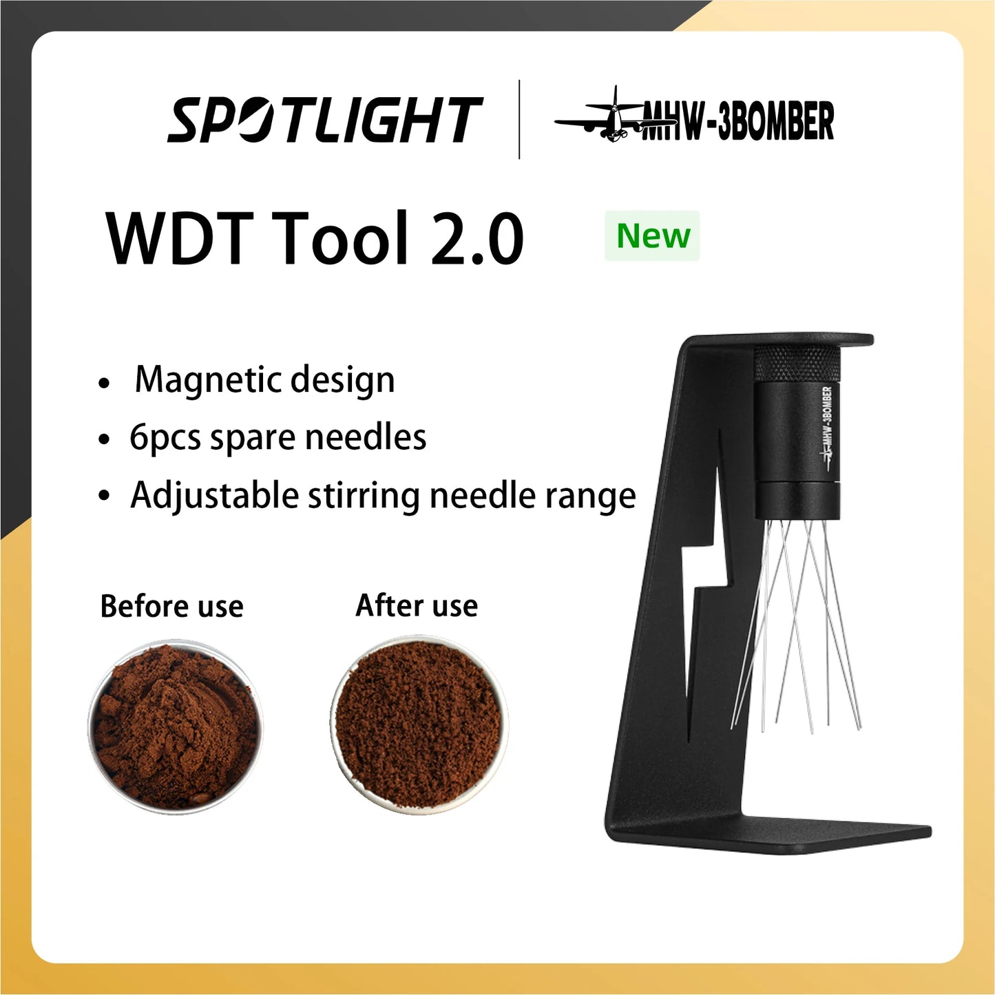 MHW-3BOMBER Espresso Coffee Stirrer with 4 Spare Needles Magnetic V2 - POCILLO