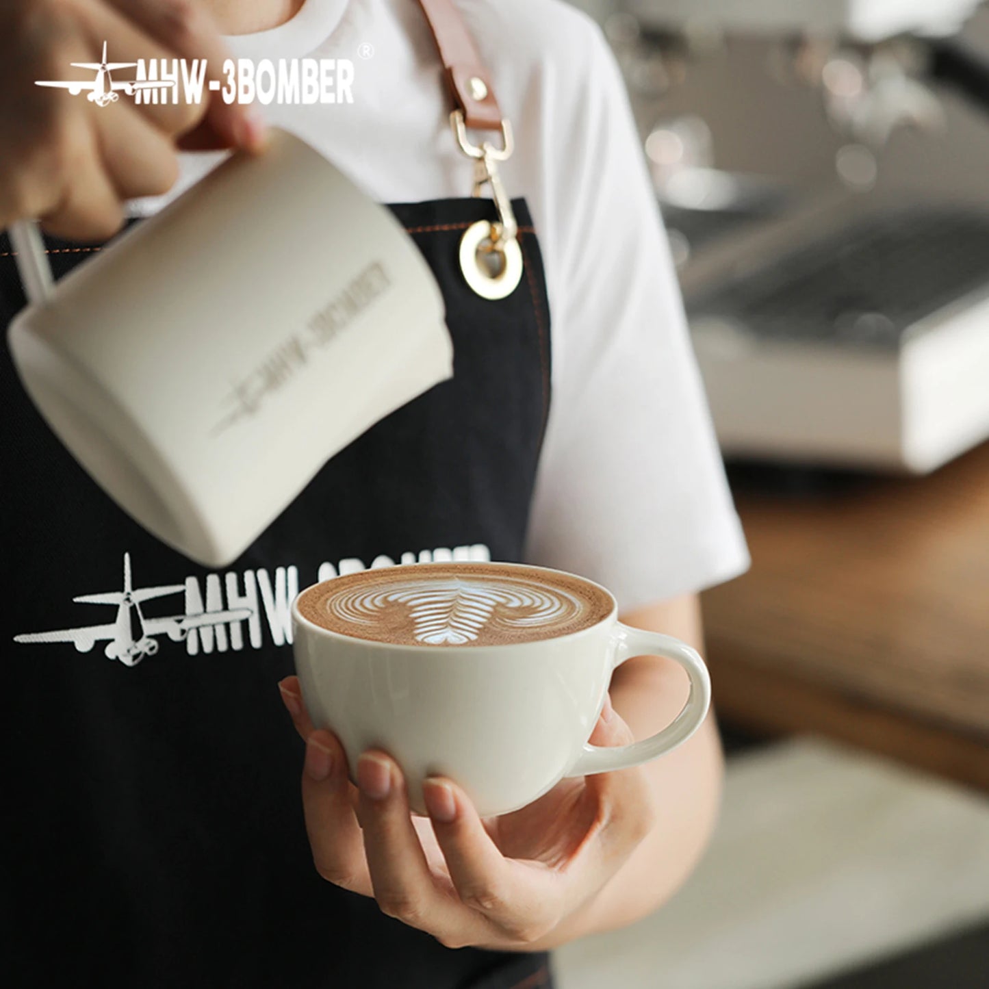 MHW-3BOMBER 300ml Latte Mugs Ceramic Saucer | Cappuccino Latte Art Cup set - POCILLO