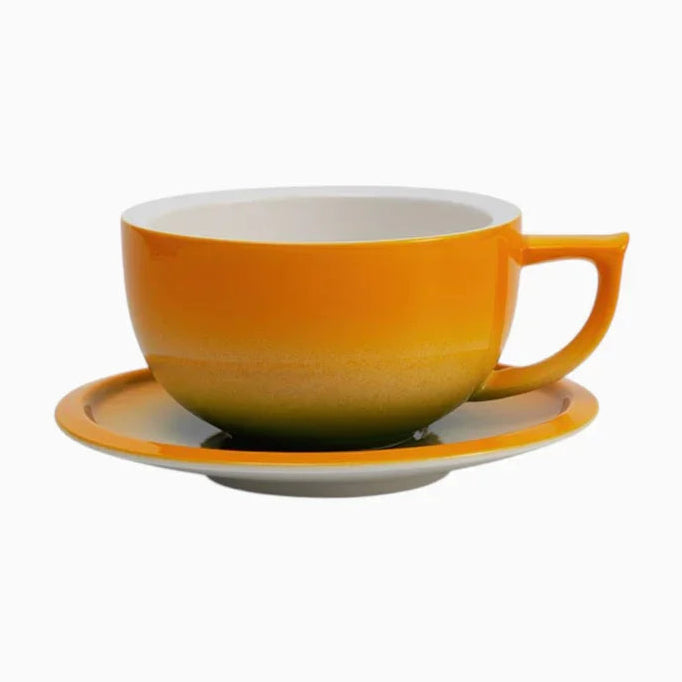 Ceramic Latte Coffee Cup and Saucer Set (9oz)