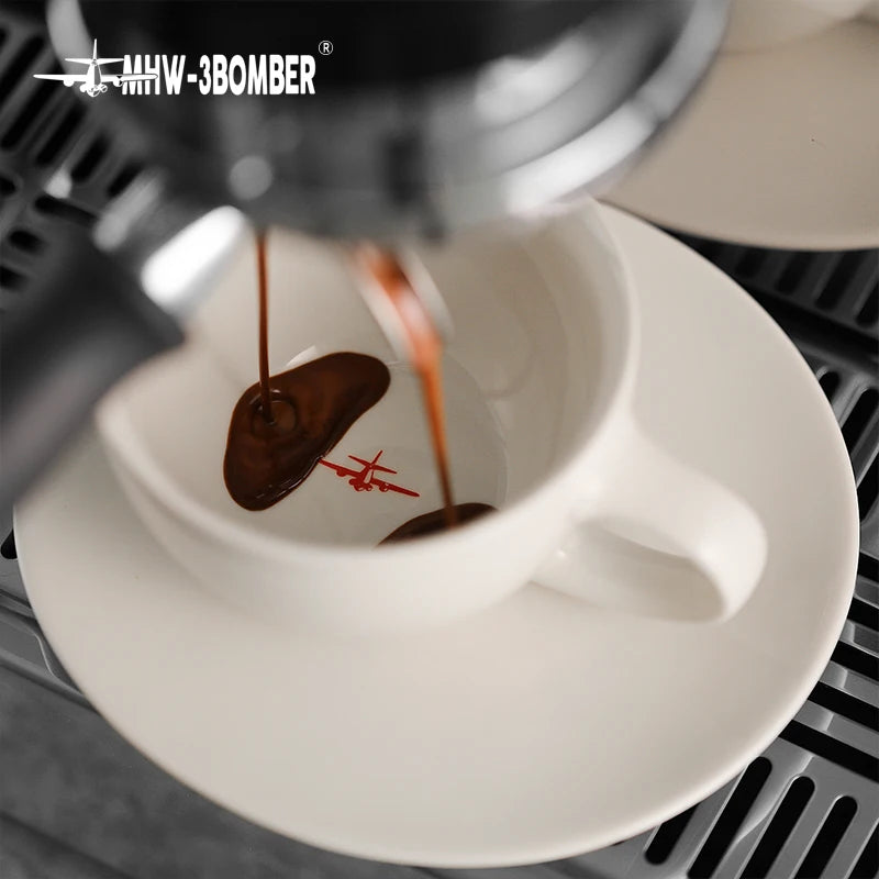 MHW-3BOMBER 300ml Latte Mugs Ceramic Saucer | Cappuccino Latte Art Cup set - POCILLO