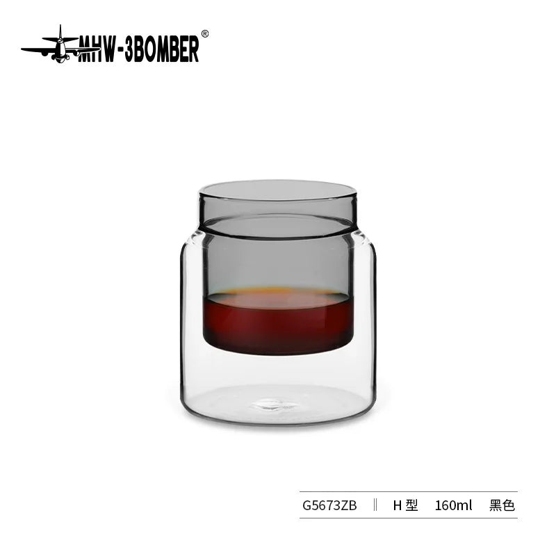 MHW-3BOMBER DW Double Layer Glass Coffee Mug Hand Brewed Tasting and Smelling Mug Espresso Mugs - POCILLO