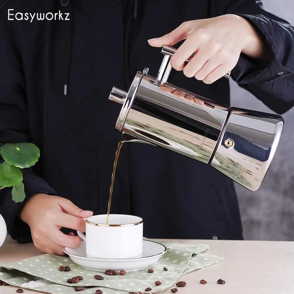 Stovetop Espresso Maker Stainless Steel Italian - POCILLO