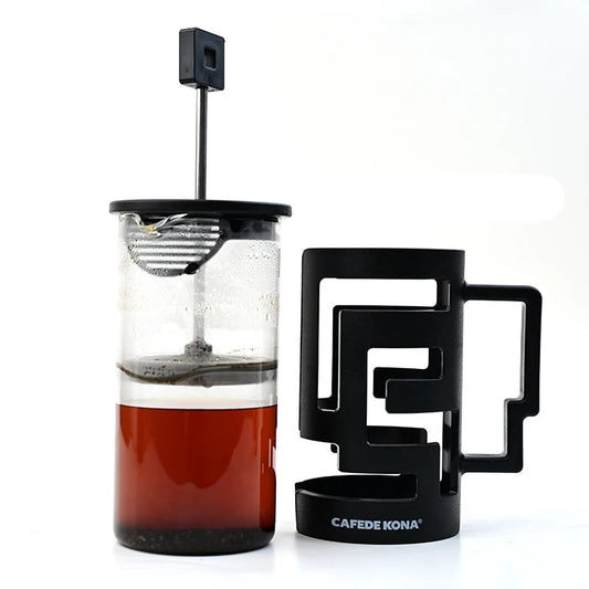 French Press Kettle 350ml 10oz. Heat-Resistant Glass Coffee/Tea Pot With Filter Screen - POCILLO