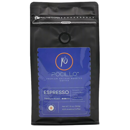 Premium Espresso Coffee | Whole Bean | Medium Roast | 12 ounces bag | POCILLO