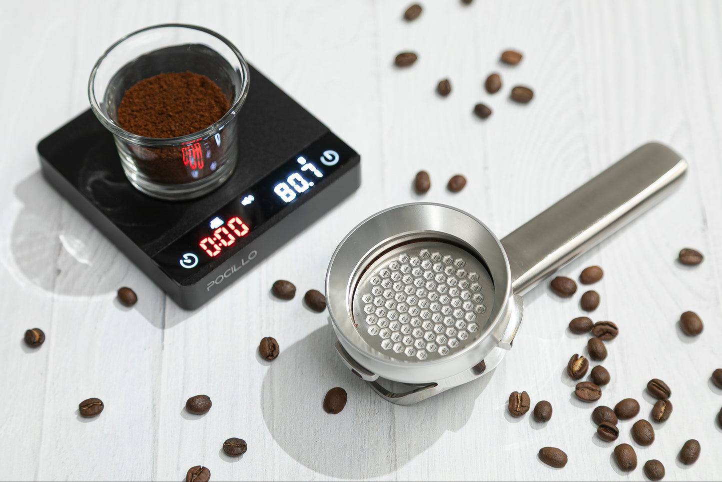 POCILLO 54mm Bottomless Unibody Portafilter with Dosing Ring and Screen Puck Set - POCILLO