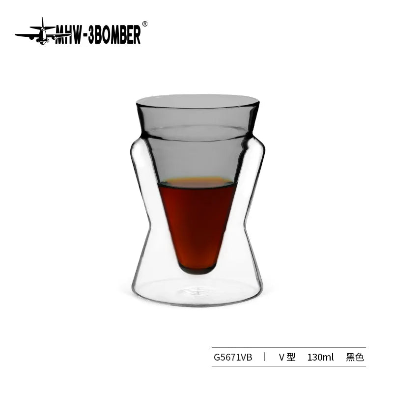 MHW-3BOMBER DW Double Layer Glass Coffee Mug Hand Brewed Tasting and Smelling Mug Espresso Mugs - POCILLO