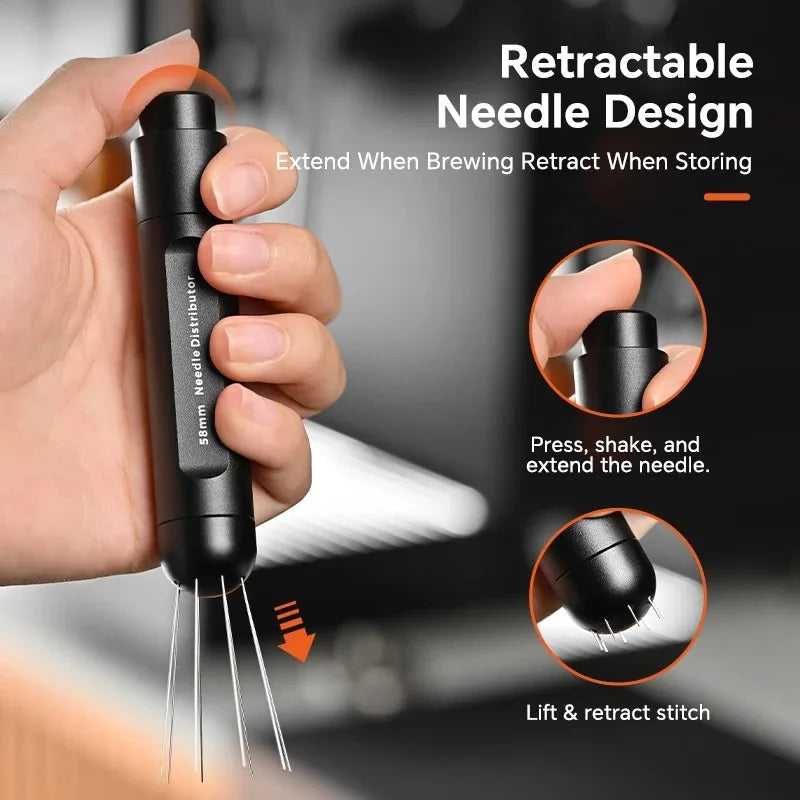 MUVNA Coffee Distributor WDT Espresso Tool Retractable Coffee Needle,with 8 Needles for Espresso Stirrer Barista Accessories - POCILLO