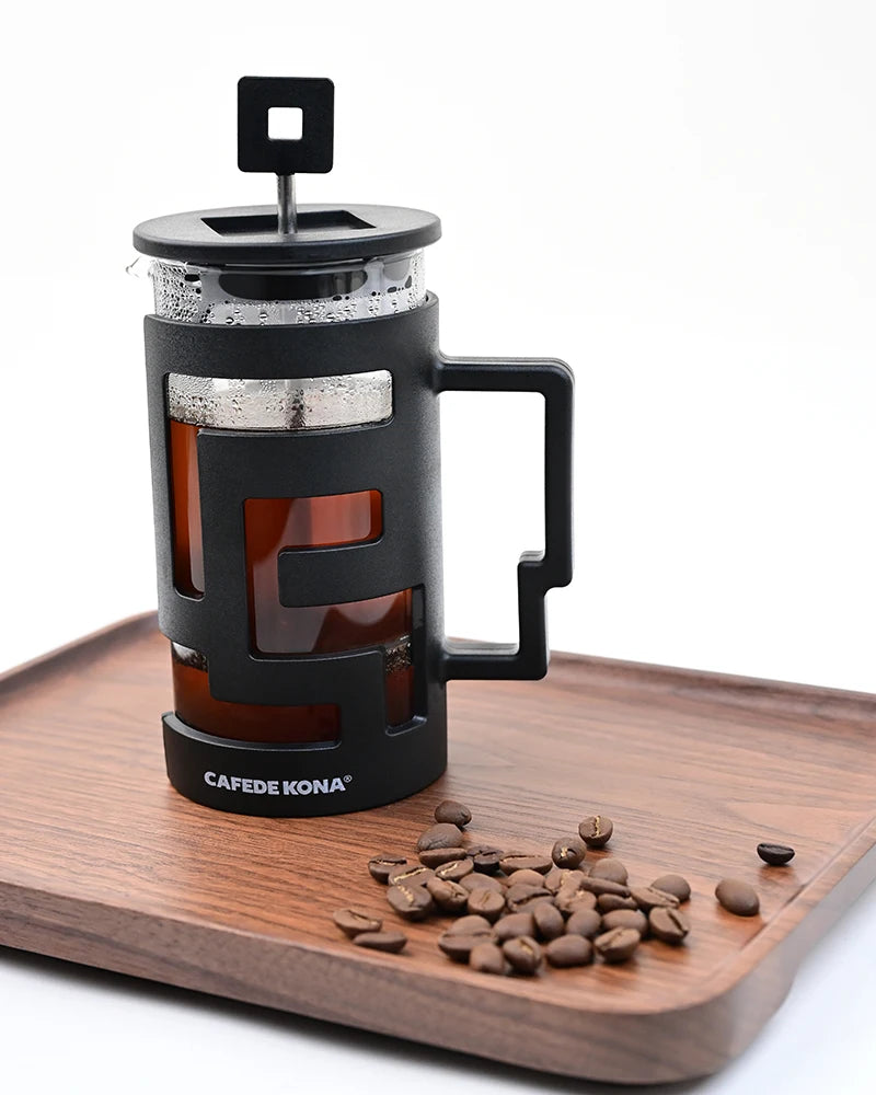French Press Kettle 350ml 10oz. Heat-Resistant Glass Coffee/Tea Pot With Filter Screen - POCILLO