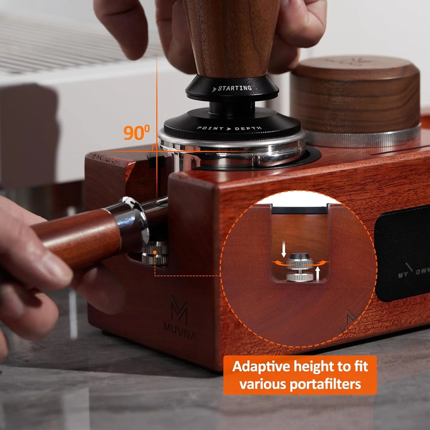 MUVNA Espresso Tamping Station, Organizer Station Drawer, Portafilter Holder, Puck Screen Filters Stand, Fits 51/54/58MM Tamper - POCILLO