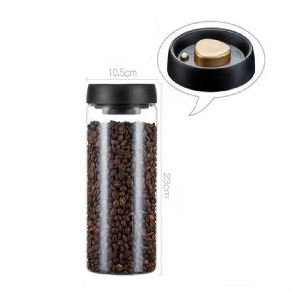 1pc Coffee Beans Vacuum Sealed Tank Household Glass Food Storage Tank For Moisture-proof Air Extraction Tea Storage TanK - POCILLO