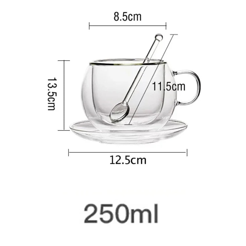 Double Wall Glass Coffee Cup and Saucer Set