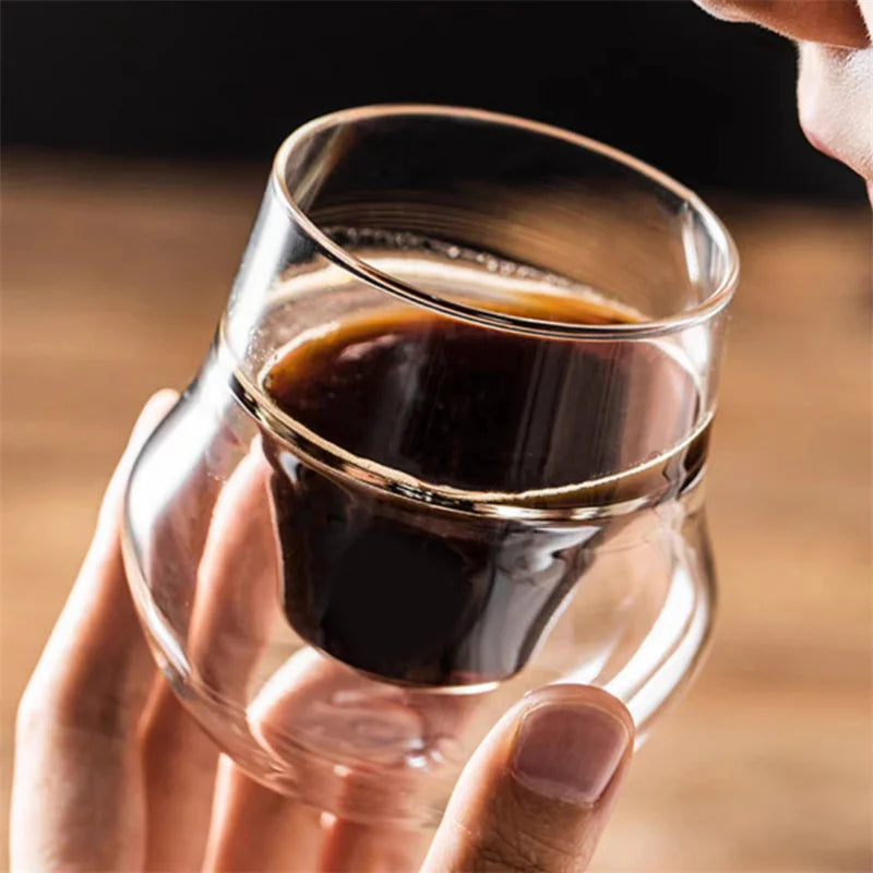 Small Capacity 120ML Double Wall Glass Espresso Cups Anti-scald Reusable Art Barista Coffee Mug Shot Glass Wine Cup Teacups - POCILLO