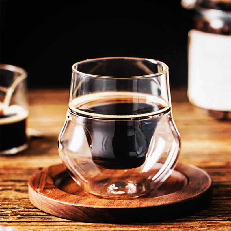 Small Capacity 120ML Double Wall Glass Espresso Cups Anti-scald Reusable Art Barista Coffee Mug Shot Glass Wine Cup Teacups - POCILLO