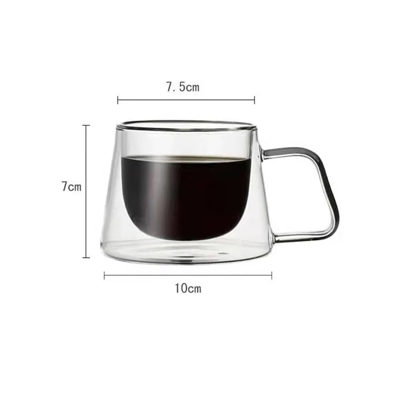 Small Capacity 120ML Double Wall Glass Espresso Cups Anti-scald Reusable Art Barista Coffee Mug Shot Glass Wine Cup Teacups - POCILLO