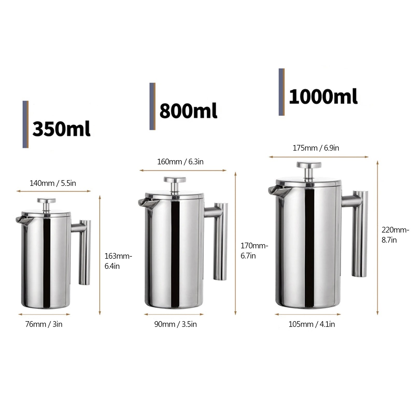Double-Wall Stainless Steel French Press - POCILLO